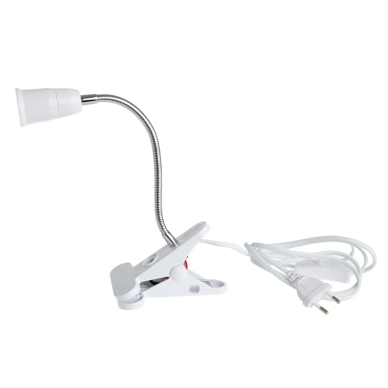 Drop Ship AC 85-265V E27 20cm Flexible Clip Switch LED Lamp Holder Socket Power Cable New