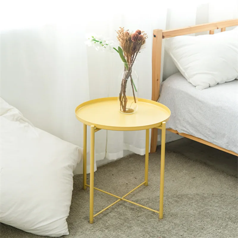 Small coffee table living room side a few iron multi- function round tea table mini- simple Graden