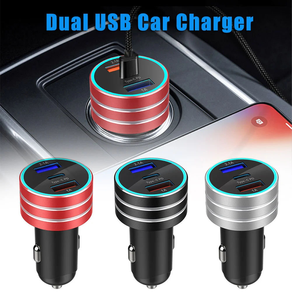 

Universal Dual USB Car Charger 3.1A Type-C Port Quick Charger Power Adapter AS99