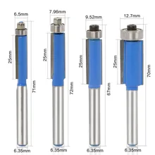 

4pcs 1/4'' 5/16'' 3/8'' 1/2'' Flush Trim Router Bits Carbide Milling Cutter Plywood Wood Template Cutting Crafting Tool
