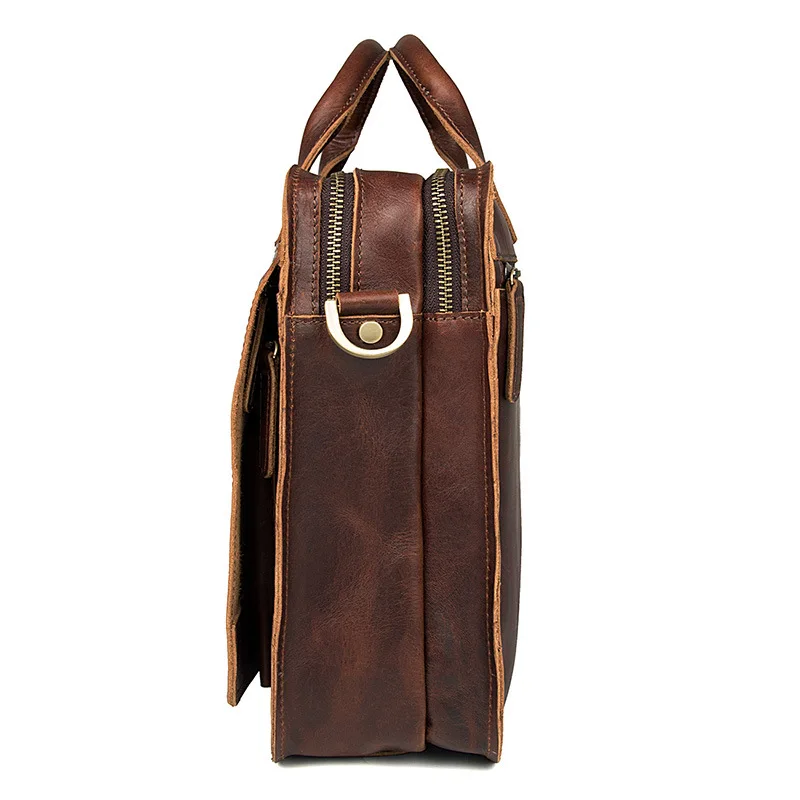 Nesitu Highend винтажный коричневый кофе из натуральной кожи 14 ''ноутбук офисный мужской портфель сумки через плечо M6020