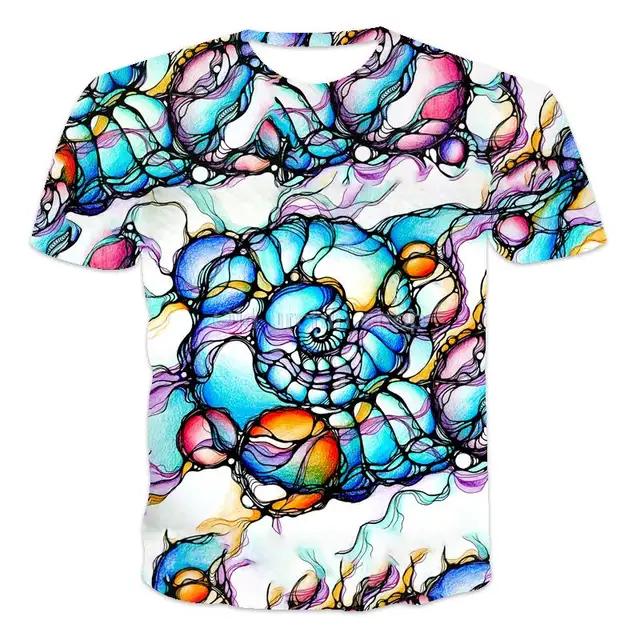 Colorful 3d graffiti printing men's T-shirt fashion tops 2021 summer casual breathable retro style cost-effective summer T-shirt wms056
