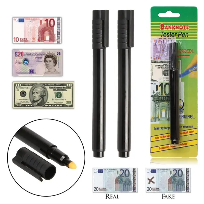 

2 x Money Checker Counterfeit Detector Marker Fake Banknotes Tester Pen B identifies quickly & easily