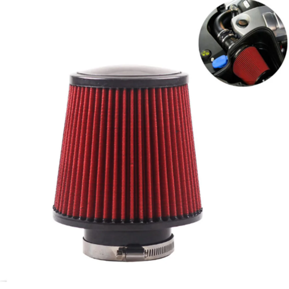 

New Red Cold Air Filter Cleaner Intake Mushroom Shape 3" Inlet /6.3" Durable Original Filter Airbox Cotton Gauz
