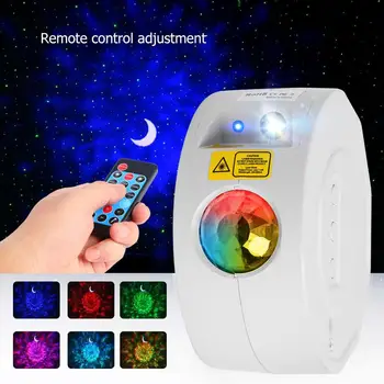 

LED Starry Sky Projector Light Moon Star Cloud Bluetooth Night Lamp 360 Degree Rotation Projection 6 Colors Ocean Waving Lights