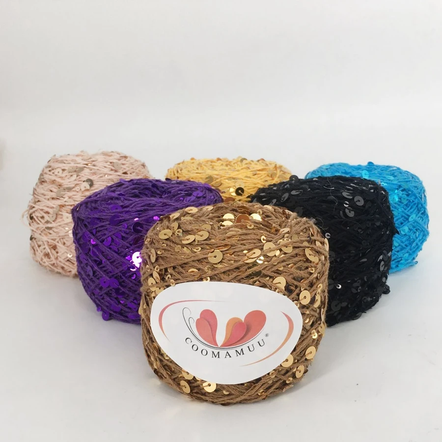 New 100% Cotton Knitting Yarn 50g/piece Пряжа Blingbling Sequins Yarn 6mm+3mm Laser Sequins DIY Garment Accessory 4