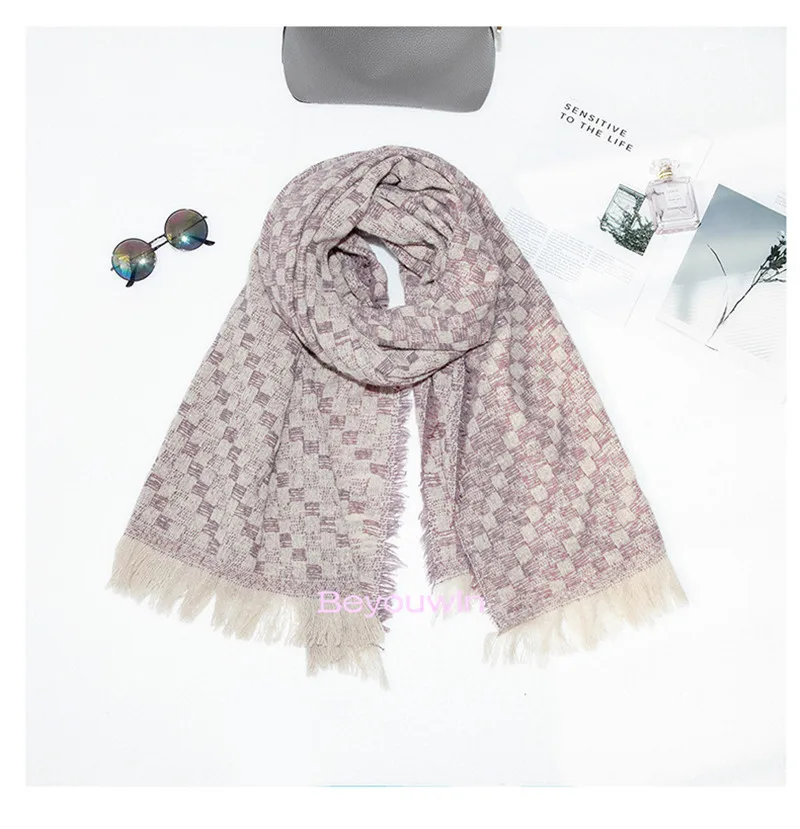 100pcs Plaid Winter Scarf tippet Women Foulard grid Scarves Fashion Casual Scarfs Pashmina cappa