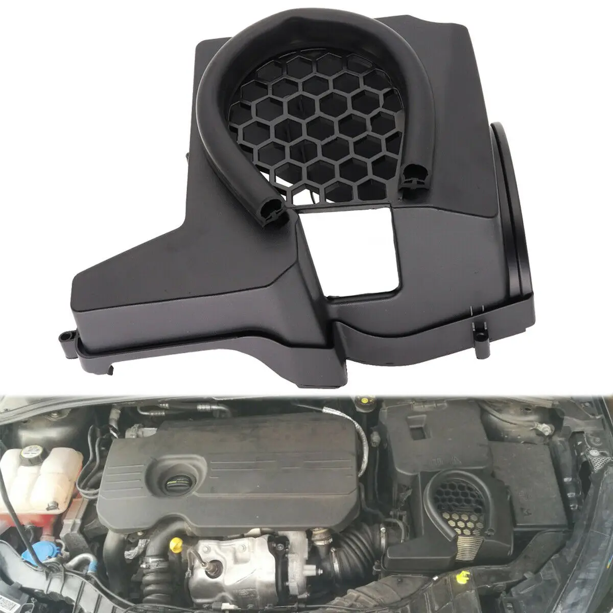 

Black Hood For Ford Focus MK3 Kuga Escape 2012-2018 Air Cleaner Intake Filter Vent Box Housing Top Cover Lid Trim Honeycomb