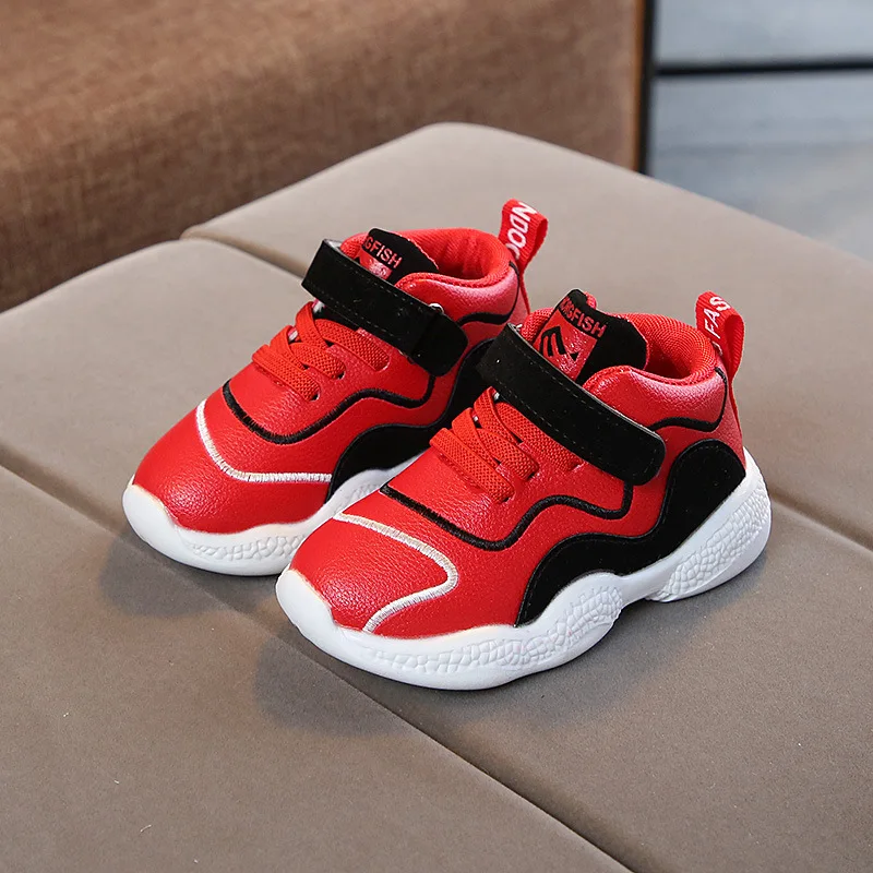 

2020 New Spring Kids Shoes PU Color Matching Children Tennis Breathable Sport Shoes Fashion Footwear Girls Boys Sneakers
