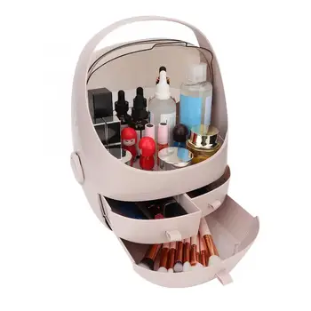 

Desktop Portable Makeup Organizer Cosmetic Storage Box Jewelry Container with Lid (Round Type M Pink) Make Up Tool Set