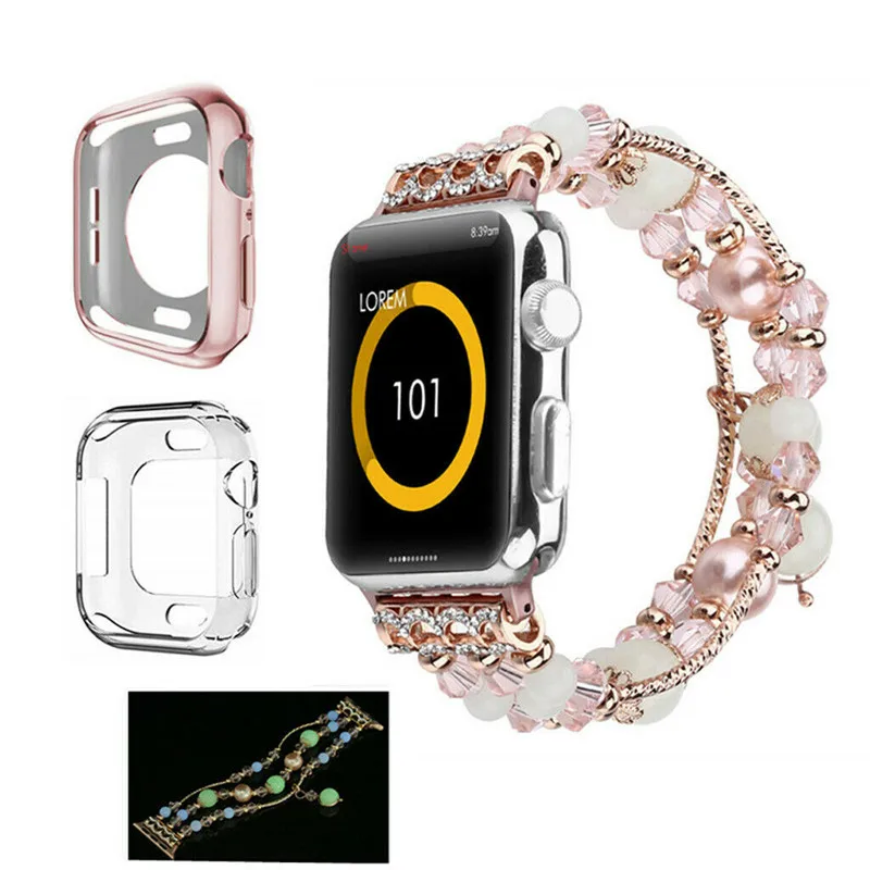Женский ювелирный браслет для Apple Watch ремешок 38 мм 42 мм Агат светящийся для i ремешок для часов 38 мм 42 мм Серия 1 2 3 4 ремешок для часов