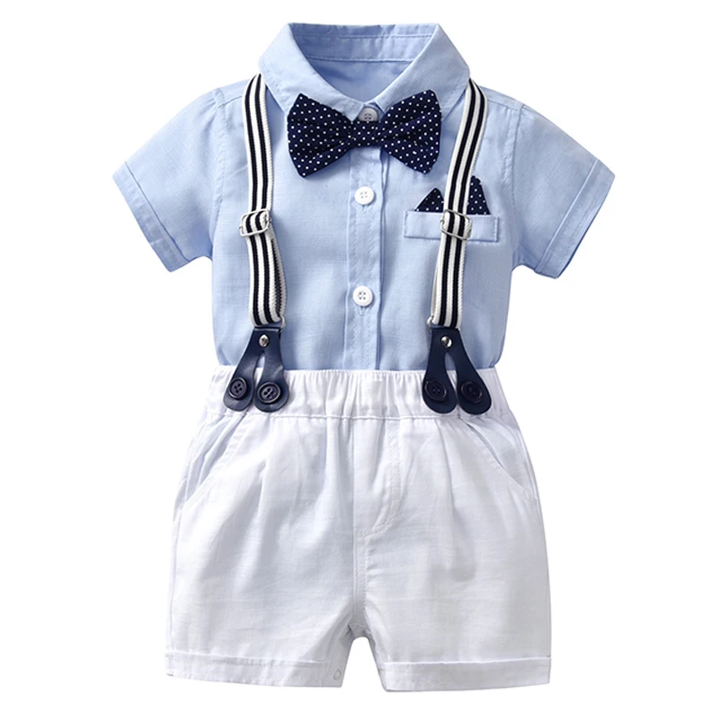 Outfit-Set Romper Gentleman-Suit Summer Clothes Newborn Formal Baby-Boy Wholesale Bow