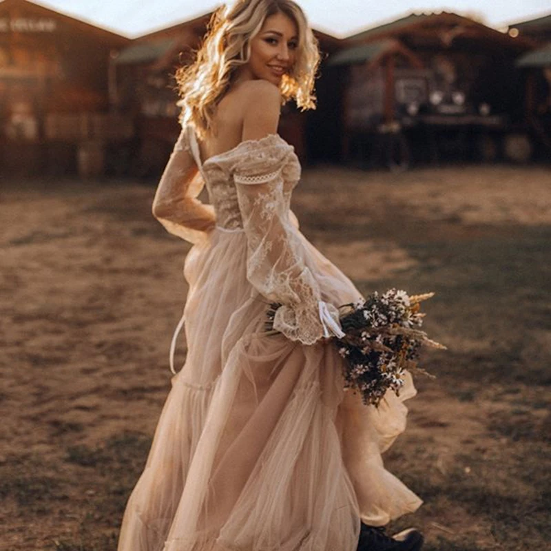 bohemian champagne dress