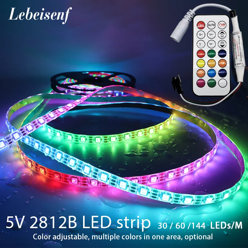

WS2812 WS2812B RGB Led strip light 30/60/144 LEDs/m 21key IR Led controller USB DC connector kit DC5V 1m / 2m / 3m / 4m / 5m