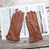 New Men's Buckskin Fashion Velvet Lining Warm Outer Seam Genuine Leather Gloves Outdoor Riding Champagne Gloves ► Photo 3/6