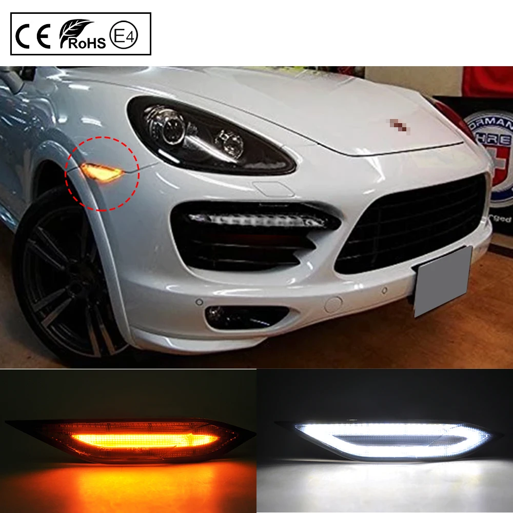 Для Porsche 958 Cayenne 2011 2014 Копченый светодиодный боковой габаритный фонарь сигнальная