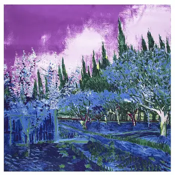 

Van Gogh's Oil Painting Winter Scarf 2020 Luxury Brand Scarf Twill Silk Square Scarf Women Kerchief Shawl Scarves For Ladies