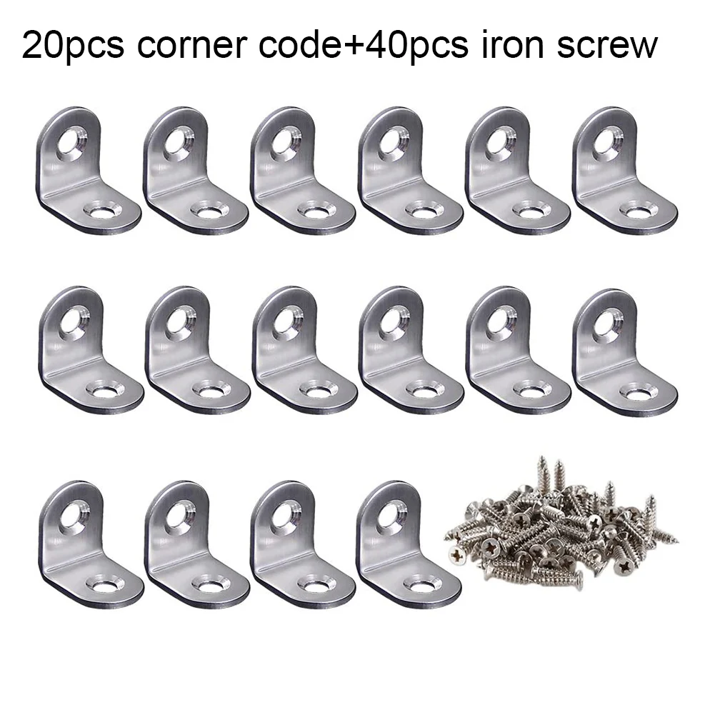 

Corner Brace 20mmx20mm Stainless Steel Brace Corner Steel Joint Right Angle Bracket Fastener 20 Pieces Accessories with Screws