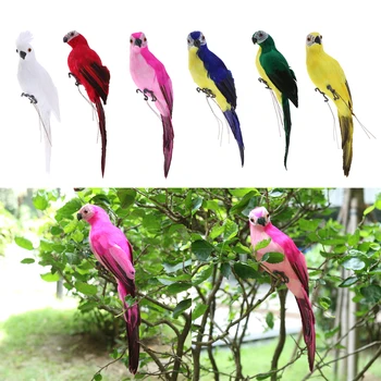 

Realistic Parrot Figurines Birds Statue Model Garden Yard Decor