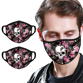 

2PCS Skull Printed Maske Cosplay Women Men Outdoor Dustproof Windproof Face Maska Washable Reusable Face Cover Masque Lavable