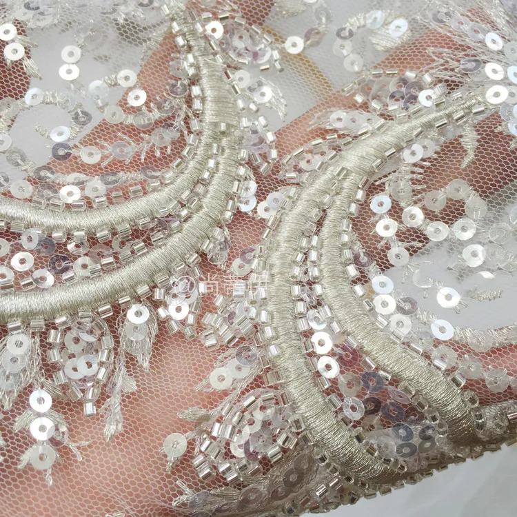 Серебряные бусы ручной работы 3D свадебное платье аппликация «сделай сам» головной убор невесты слоновая кость белый кружевной воротник аппликация для ткани RS2522