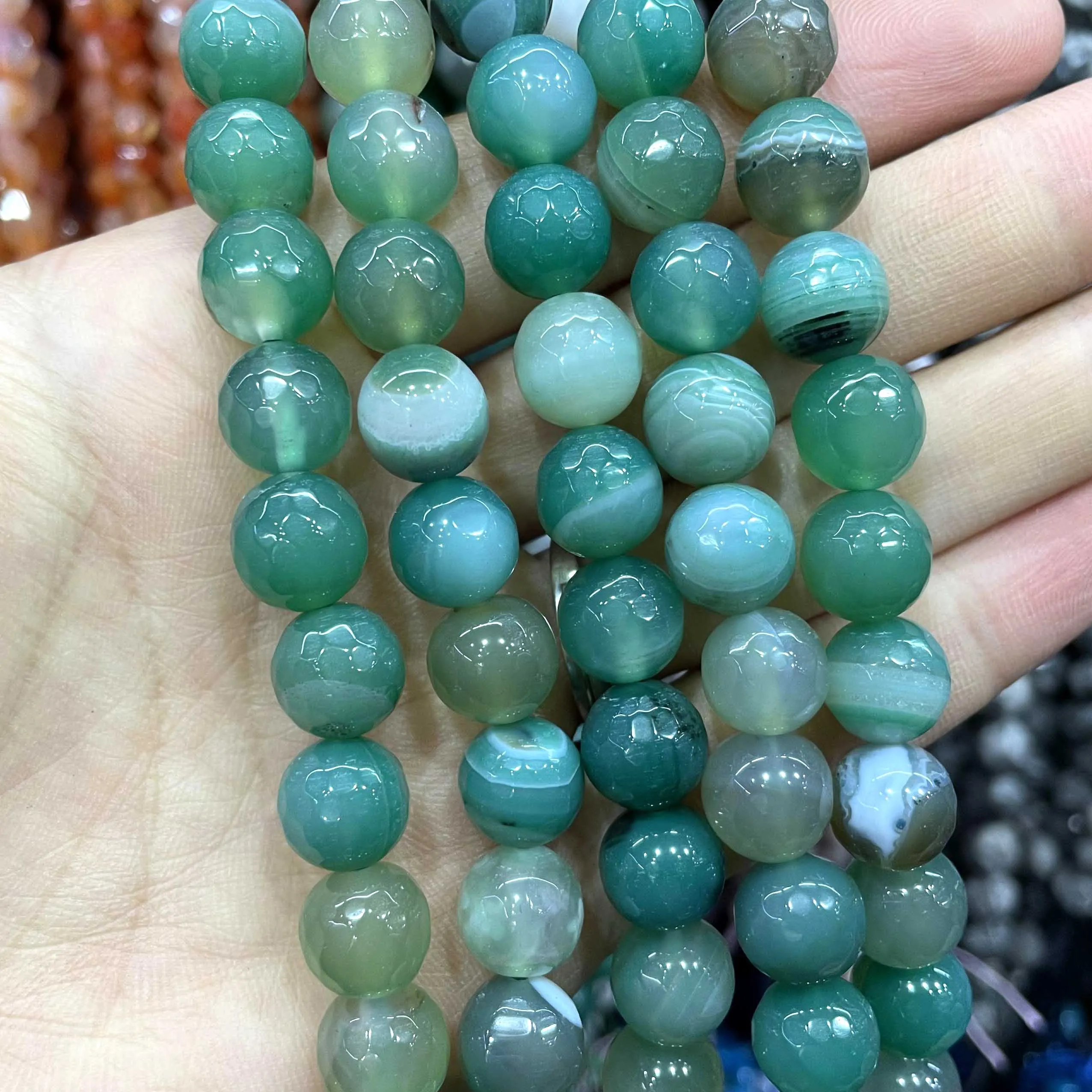 Natürliche facettierte 4 6 8 10 mm Labradorit Jaspis Achate Amazonit Türkise Stein Spacer Perlen für DIY Schmuckherstellung Armband – Detail 18