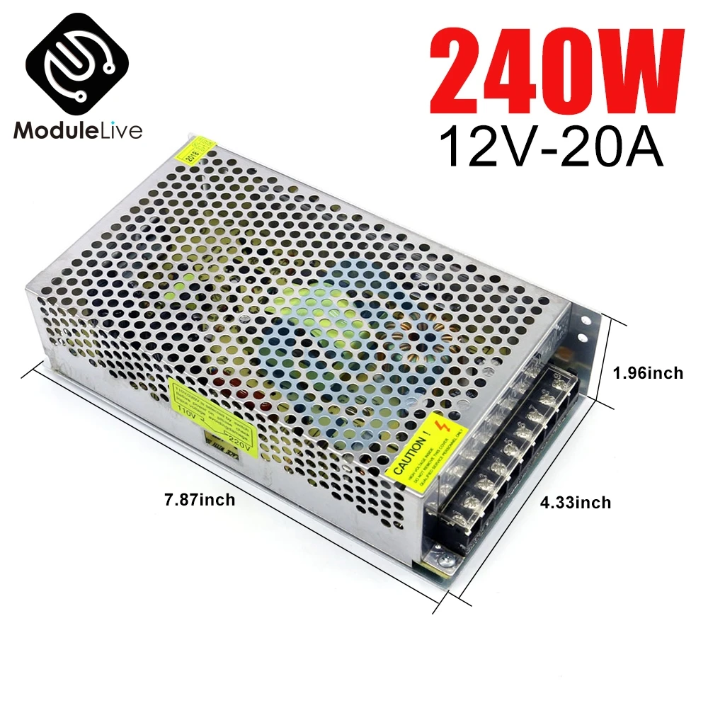 DC 12V 20A 240W источник питания Светильник ing трансформатор для светодиодной ленты светильник переключатель драйвер адаптера питания инструменты переключатель электроинструментов