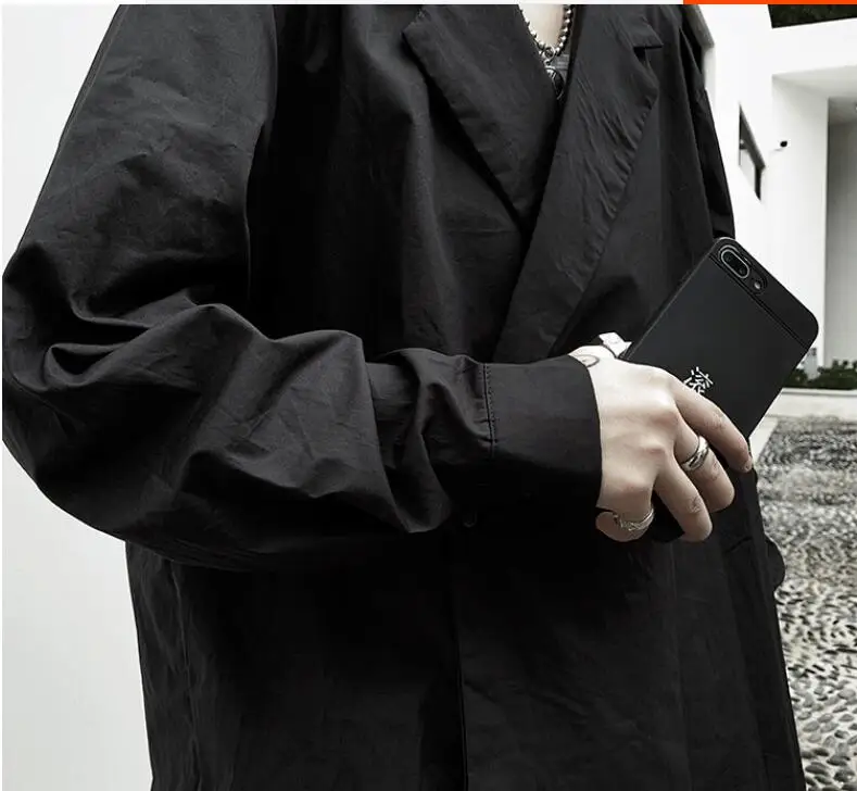 M-XL! Весенняя хлопковая новая Темно-Черная Однотонная рубашка с воротником и длинными рукавами, Мужская свободная тонкая рубашка для парикмахера