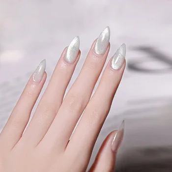 

24pcs/box stiletto nail tips Tina Nail Art Finished Wearable Fake Nail Finished Nail Art Patch Crystal Cat Eye Phototherapy Nail