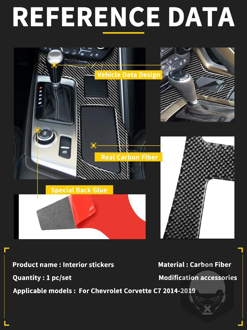 HIS Adatta per Chevrolet Corvette C7 2014-2019 Auto Real Fibra di Carbonio in Fibra di Carbonio Porta Altoparlante Controllo del Telaio del Telaio di Controllo Adesivo Accessori 