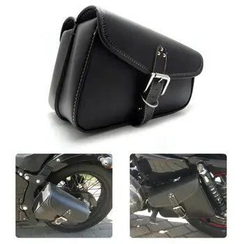 

Motorcycle Saddlebags Side Tool Bag PU Leather Luggage Saddle Bag Pouch Black Universal