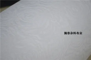 

free ship 100% viscose jacquard fabric bleach white with rose floral