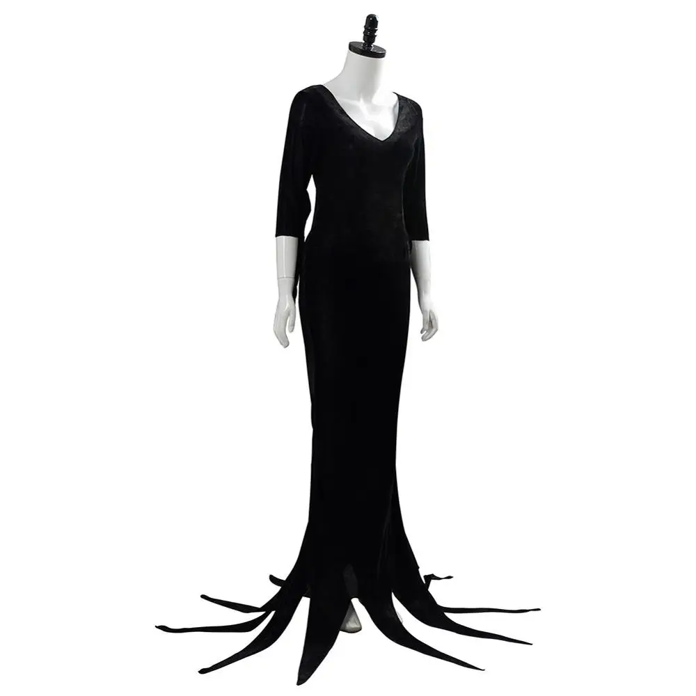 Halloween Cosplay Costume for Women: Morticia Addams Black Dress image 5