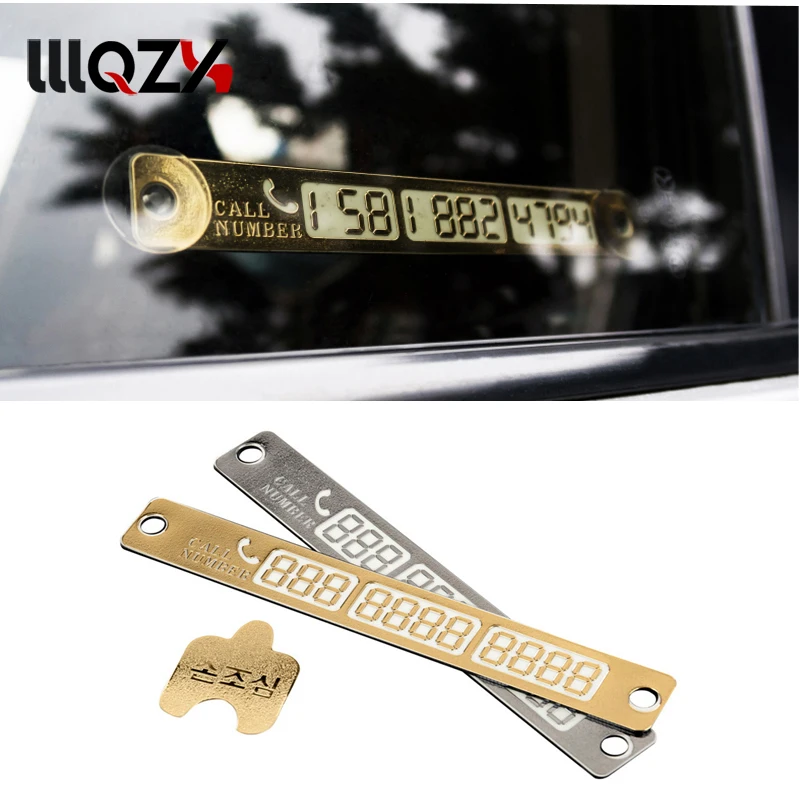 

1pcs Car Styling Telephone Number Card Sticker 15x2cm Night Luminous Temporary Car Parking Card Plate Sucker Phone Number Card