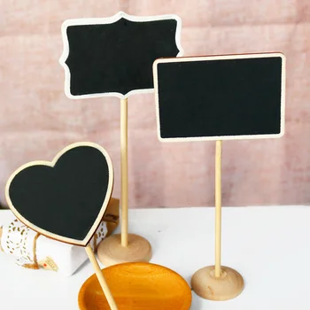 

3 Design (10sets/lot) Wooden Blackboard Heart Stand Mini Message Chalkboard on Place holder Wood Writing Notice Party decor