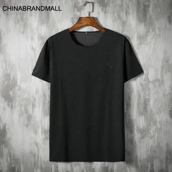 

2020 Men Plus Fat Plus Size Solid Color Joker Round Neck Short Sleeve Male Fat Man Short Sleeve T Shirt