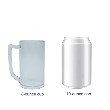 

10 pcs Plastic Beer Mug (8oz/240ml) with Handles, Reusable, Dishwasher Safe, Plastic for Indoor/Outdoor Use