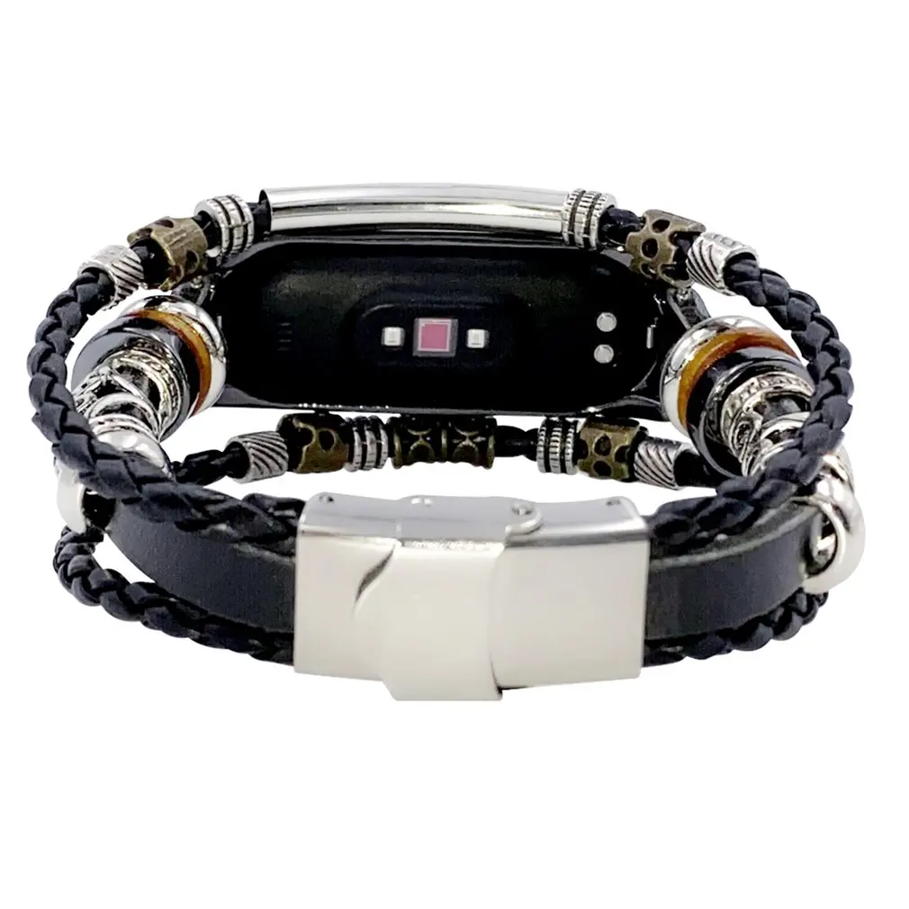 For Mi Band 4 Bracelet Retro Leather Wristband Strap for Xiaomi Mi Band 4 Accessory Case Watchband