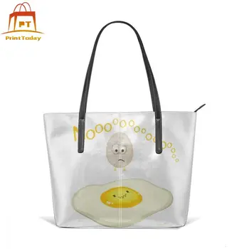 

Lazy Egg Yolk Handbag Sad Top-handle Bags Print Womens Leather Tote Bag High quality Shopping Wide Trend Teenage Women Handbags