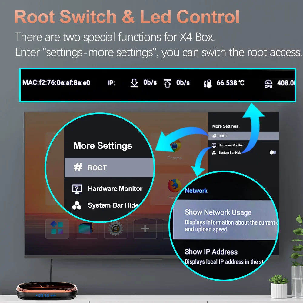 VONTAR-Dispositivo de TV inteligente X4, decodificador con Android