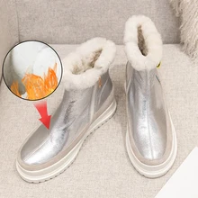 Плюс Размеры 34–43 Модные теплые женские сапоги натуральный мех, шерсть ботильоны теплые зимние ботинки для Для женщин классические зимние ботинки на молнии