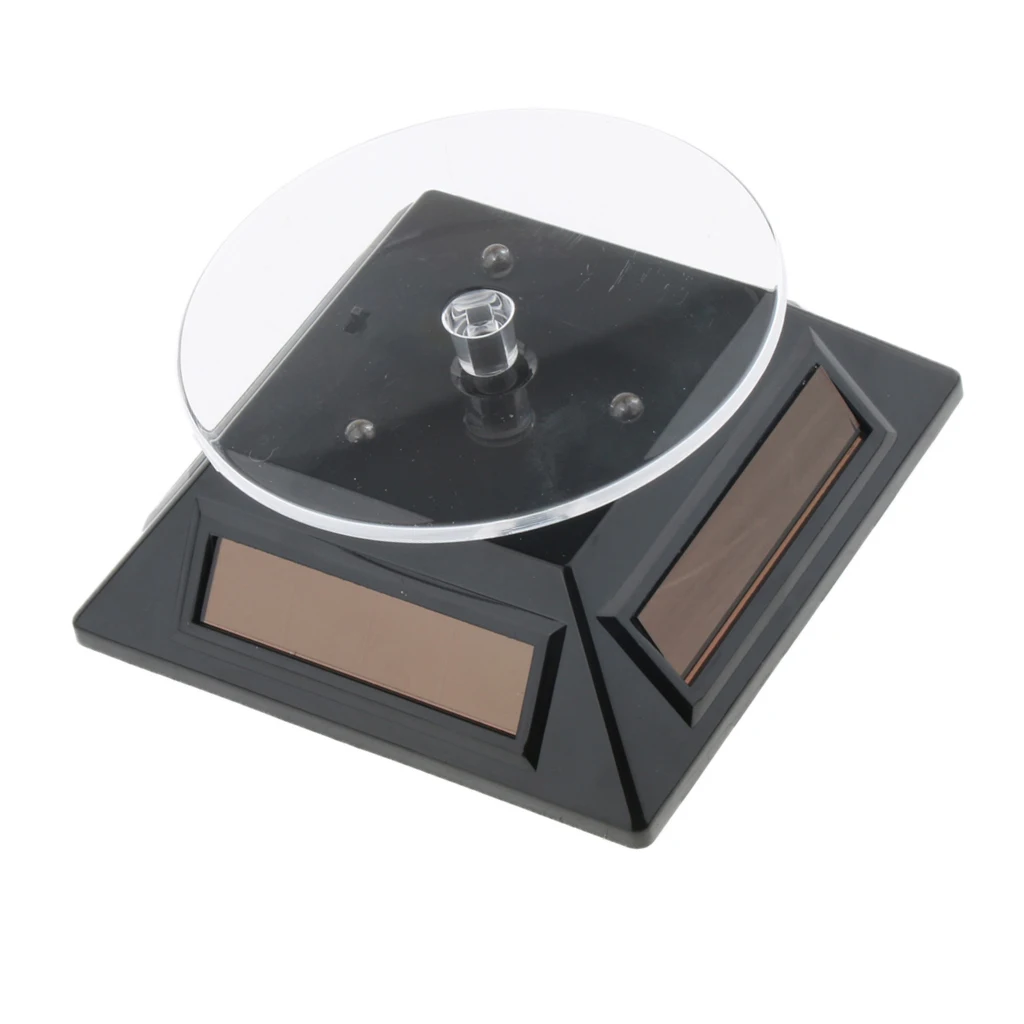 Solar Power Rotating Display Stand Turn Table Plate Jewellery Watches Black