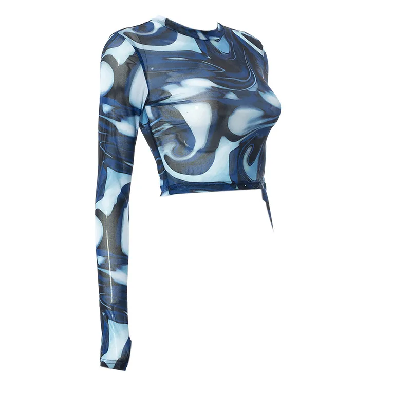 Y2K Mesh Top Women Streetwear Long Sleeve Graphic Tee See Through O Neck Tops Slim Anime T-shirt Sexy Crop Top Women Clothing Y2K Mesh Top Women Streetwear Long Sleeve Graphic Tee See Through O Neck Tops Slim Anime T-shirt Sexy Crop Top Women Clothing