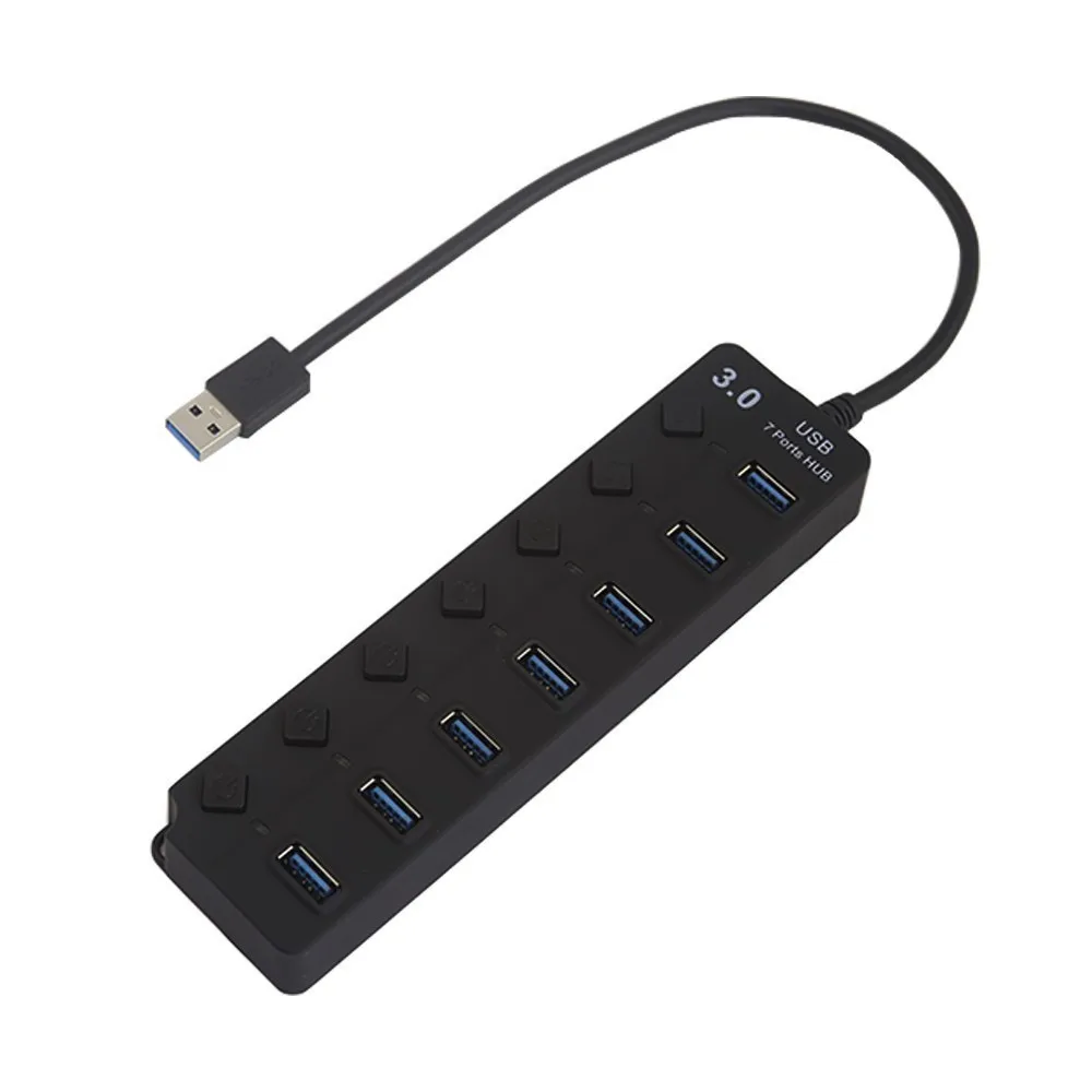 Only 7Port Hub CHYI usb-хаб 3,0 4/7 портов Высокоскоростной USB 3,0 Hab разветвитель вкл/выкл с EU/US/AU/UK адаптер питания для ноутбука MacBook - Цвет: Only 7Port Hub
