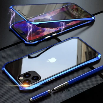 

Alxun For iPhone 11 Pro Max Case Bat shape 360 degrees double-sided Tempered Glass Metal Case For iPhone 11 For iPhone 11 Pro
