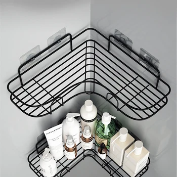 

Bathroom Storage Rack Bathroom Accessories Punch Free Corner Frame Shower Shelf Wrought Iron Shampoo Storage Rack Holder