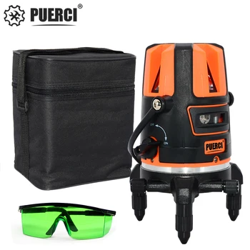 Online PUERCI Green/Red 5 Lines 6 Points 360 Degrees Rotary Laser Level Measuring Instruments Outdoor Mode -Tilt Functlon Available