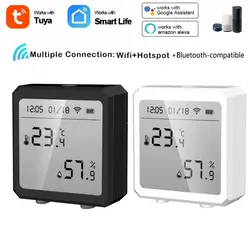 Capteur d'humidité et de température d'intérieur, WIFI, Tuya, hygromètre, thermomètre, contrôle à distance, compatible avec Alexa Google Home 