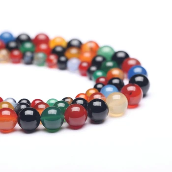

Natural colorful agate 4-12mm round Gemstone beads for 925 sterling silver Jewelry Making Necklace Bracelet 15inch ICNWAY
