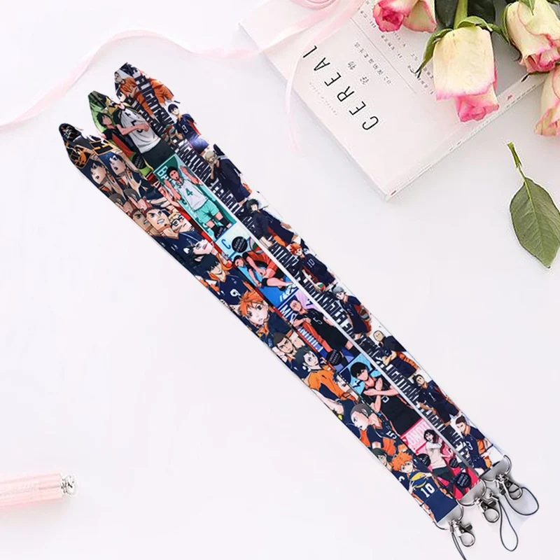 Anime Haikyuu!! Keys Phone Neck Strap Hanging Rope Badge Holders Keychains Lanyard Rope Bag Hanging Accessories er2041 anime lanyard for keys keychains id card cover badge holder phone key lanyard neck straps key rings keychain accessories